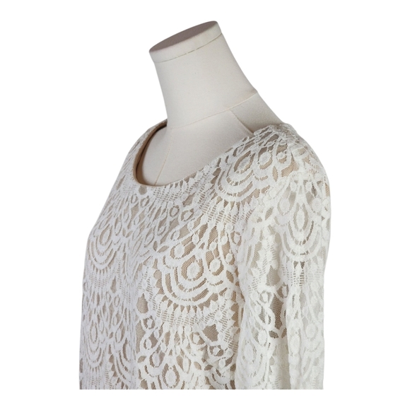 RN Studio White Lace Overlay Dress Size 18 Boho Romantic Lined Sheath - Picture 2 of 11